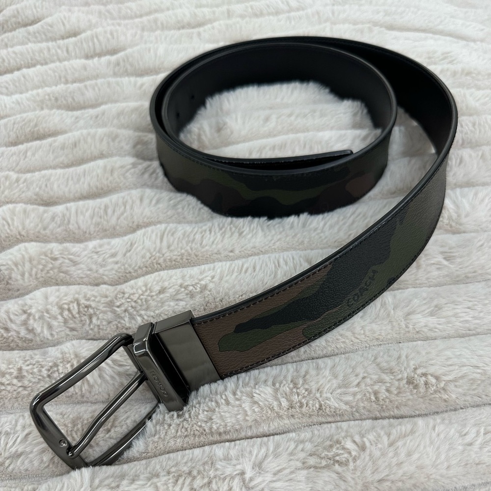 Men's Black and Green Camouflage Belt